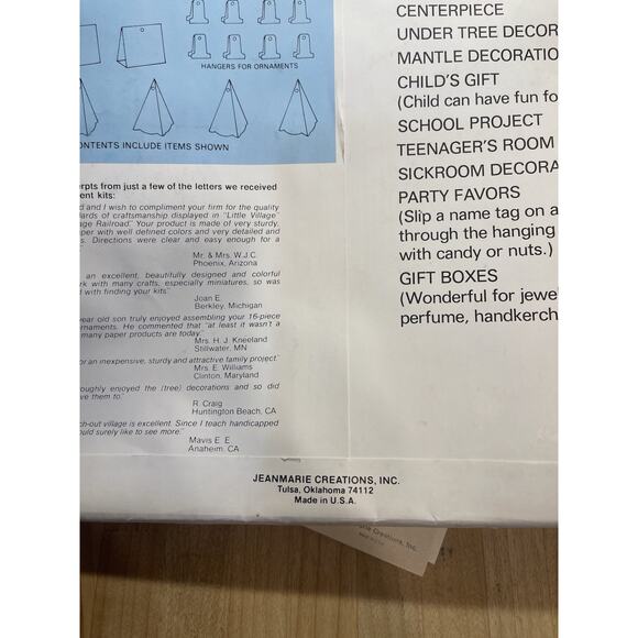 VTG 16 Piece Set Tree Ornaments Christmas Village Jeanmarie Creations Complete - Picture 8 of 8